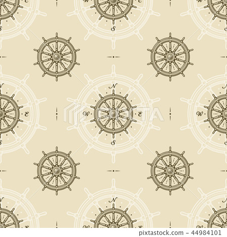 Seamless vintage ship wheel pattern Seamless vintage ship wheel pattern 44984101