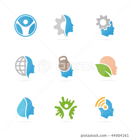 Set of people logo combination. Body and face symbol or icon. Unique man and human logotype design 44984161