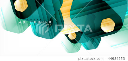 Glossy color hexagons modern composition background, shiny glass design 44984253