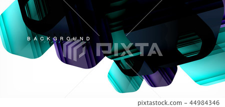 Glossy color hexagons modern composition background, shiny glass design 44984346