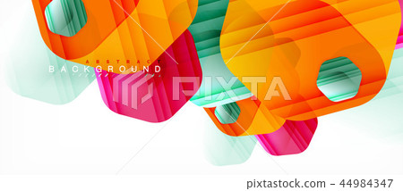 Glossy color hexagons modern composition background, shiny glass design 44984347
