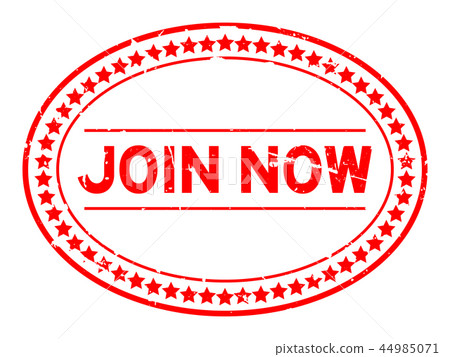 Grunge red join now word oval rubber seal stamp 44985071