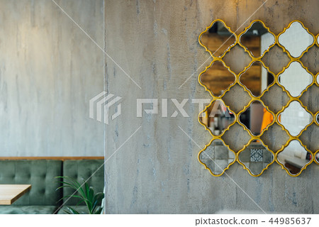 modern pizzeria interior with gray plaster on the walls modern pizzeria interior with gray plaster on the walls 44985637
