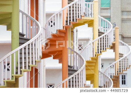 Colorful spiral stairs in Bugis, Singapore 44985729