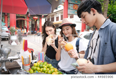 Group of young tourist travel at china town 44985906