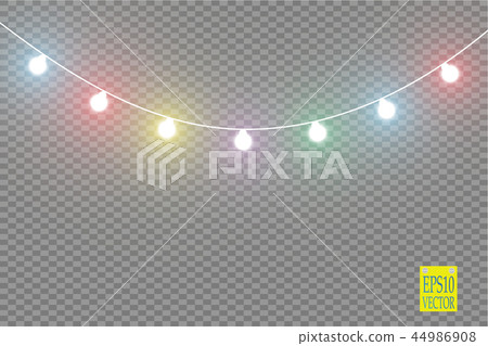 Christmas lights isolated on transparent background. Xmas glowing garland. Vector illustration 44986908