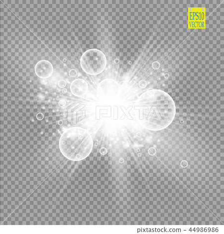 Glow light effect. Starburst with sparkles on transparent background. Vector illustration. 44986986