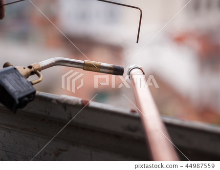 Welding of copper pipe. Welding of copper pipe. 44987559