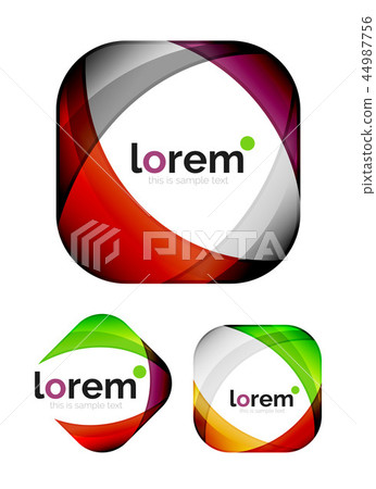 Set of geometric shape convergence logo design templates 44987756