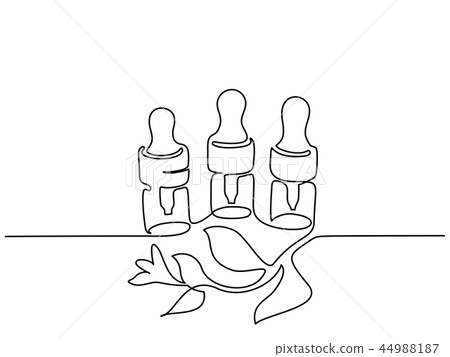 Cosmetic vial with pipette continuous line art 44988187