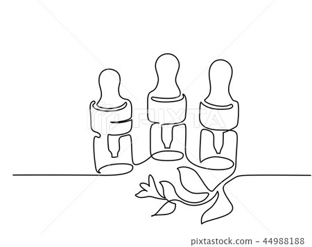 Cosmetic vial with pipette continuous line art 44988188