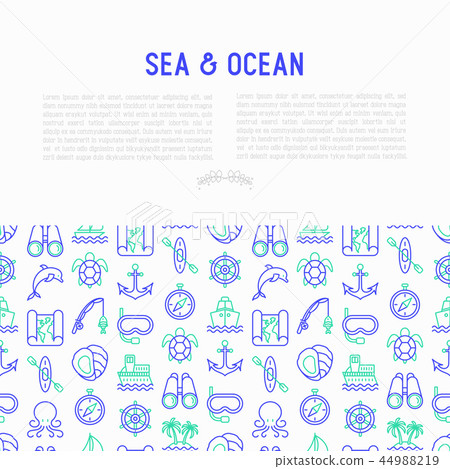 Sea and ocean journey concept with thin line icons 44988219