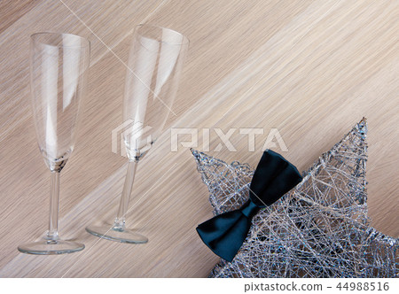 empty champagne glass star bow tie table  44988516