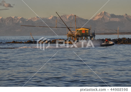 View of a modern Santa Claus driving a watercraft 44988598