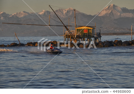 View of Santa on board of a jet ski 44988600