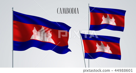 Cambodian waving flag set of vector illustration 44988601