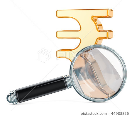 Rupee symbol with magnifying glass 44988826