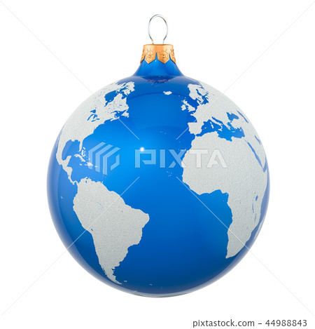 Christmas ball as Earth Globe, 3D rendering 44988843