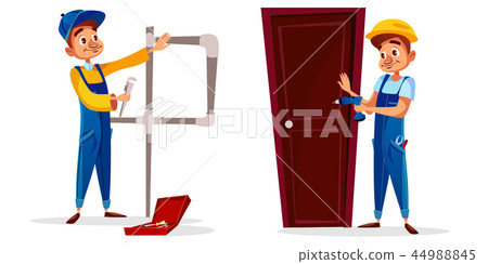 cartoon blumber, service man worker set 44988845