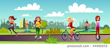 Girls leisure in park illustration Girls leisure in park illustration 44988858