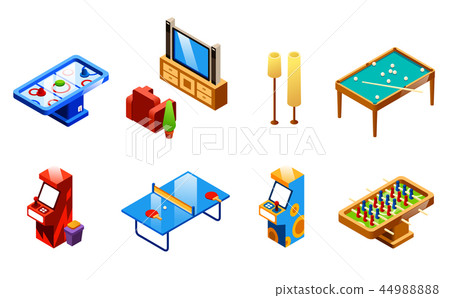 isometric recreation entertainment room set isometric recreation entertainment room set 44988888
