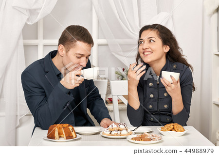 romantic couple posing and talking romantic couple posing and talking 44988979