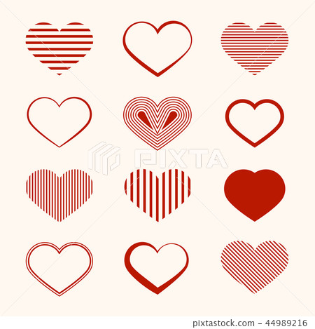 Heart Icon. Vector Flat Design Hearts Set - Stock Illustration ...