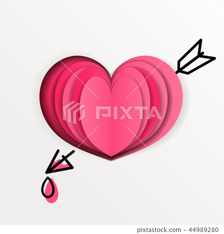 Pink paper heart on white background - Stock Illustration [44989280 ...