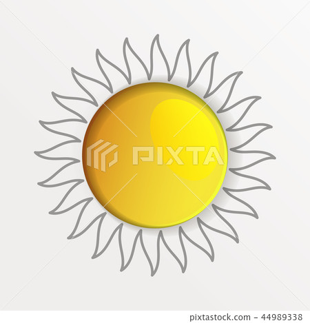 Paper sun in blue sky and white clouds vector - Stock Illustration ...