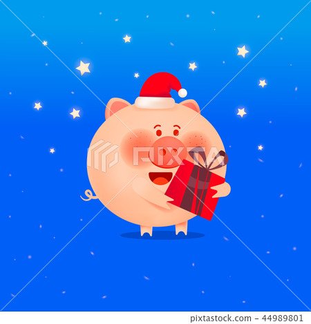 The year of the pig. Cute smiling little pig. 44989801
