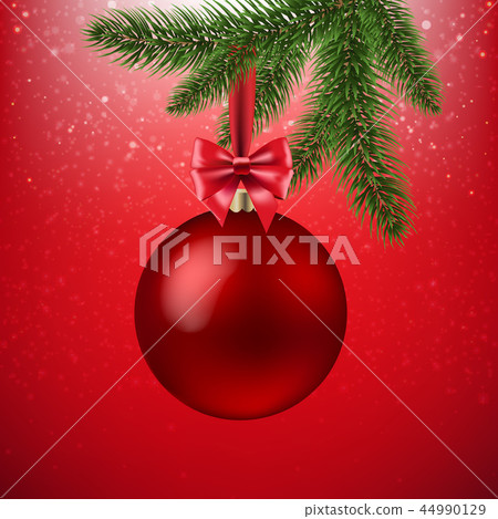Xmas Red Background With Christmas Ball - Stock Illustration [44990129 ...
