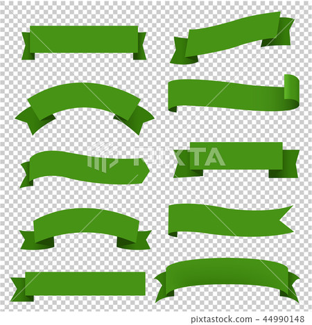 Big Green Ribbons Set Transparent Background Big Green Ribbons Set Transparent Background 44990148