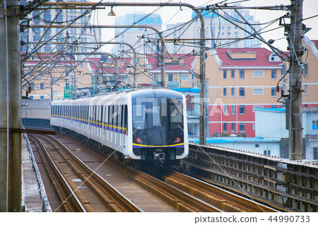 Subway train arriving to station Subway train arriving to station 44990733