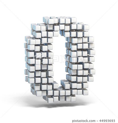 White voxel cubes font Number 0 ZERO 3D 44993693