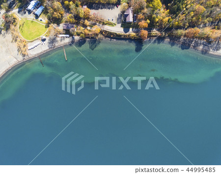 秋天湖Shikotsu（在Morap附近）鳥瞰圖 44995485