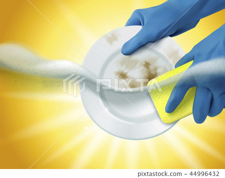 Dishwashing hands with dirty plates Dishwashing hands with dirty plates 44996432