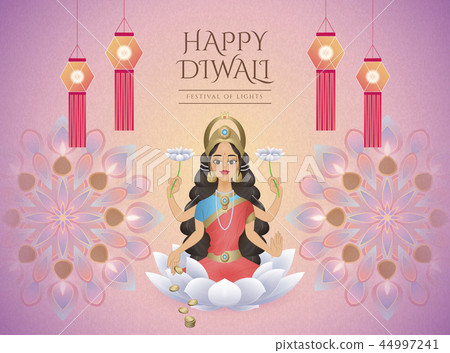 Happy Diwali design with Lakshmi 44997241