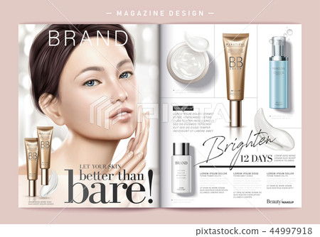 Cosmetic Magazine Template Elegant Product Ads Stock Vector, 54% OFF