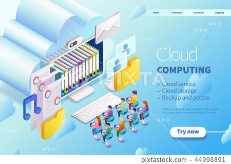3d isometric cloud computing 44998891