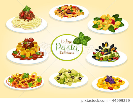 Italian cuisine pasta dishes, vector 44999259