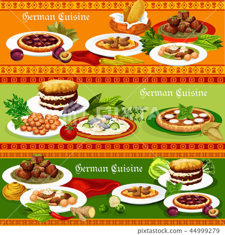 German meat and fish dishes with beer and desserts 44999279
