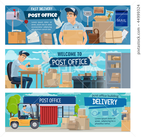 Postal delivery service, post office and postman Postal delivery service, post office and postman 44999324