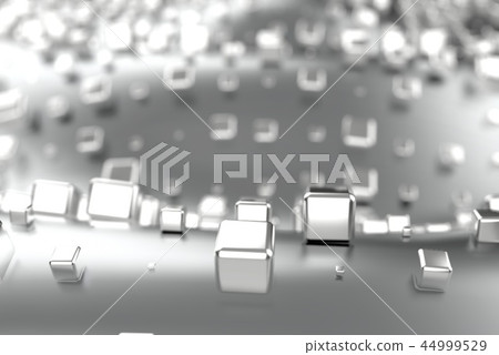 Silver or white gold platinum blocks cubes over wave background. Modeling 3d illustration. wealth 44999529