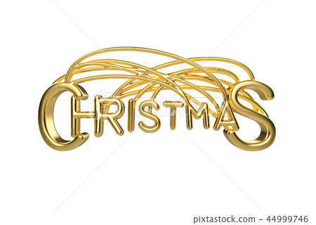 Christmas elegant golden lettering word with letters bound by strings isolated on white background Christmas elegant golden lettering word with letters bound by strings isolated on white background 44999746