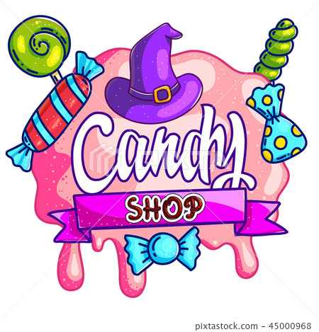 Creative Halloween styled candy shop banner - Stock Illustration