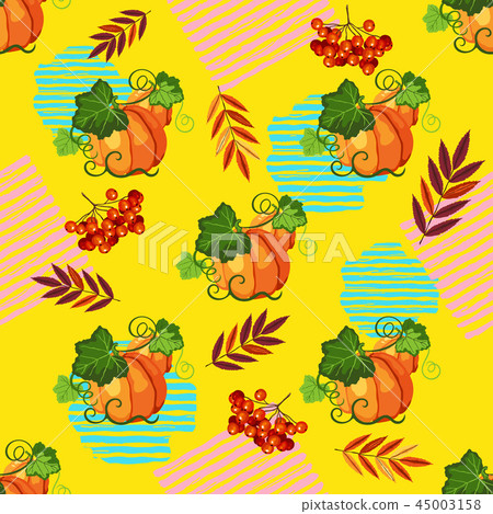 Seamless pattern with pumpkin on yellow background Seamless pattern with pumpkin on yellow background 45003158