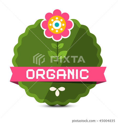 Organic Label with Flower. Vector Natural Product. Organic Label with Flower. Vector Natural Product. 45004835