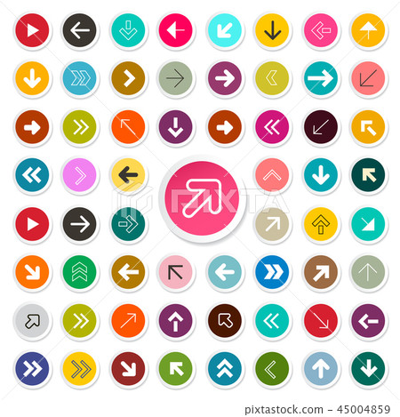 Arrows Set in Colorful Circles. Vector Arrow Icon - Stock Illustration ...