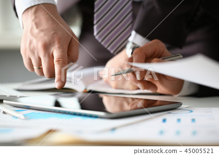 Two businessman are looking and 45005521