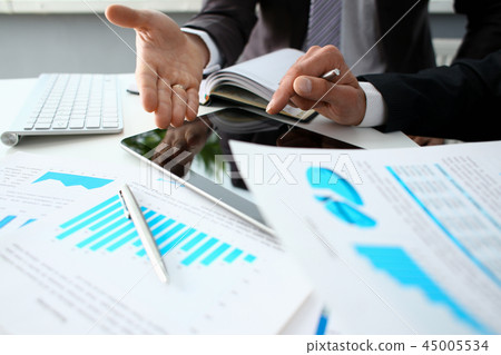 Two businessman are looking and 45005534